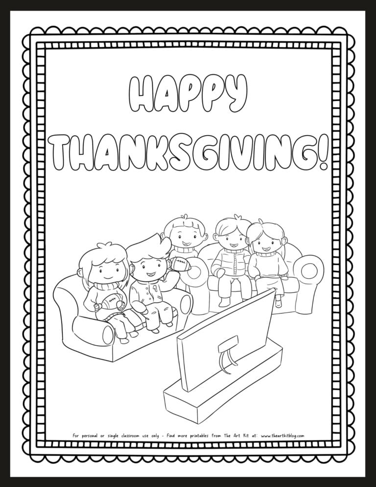 Happy Thanksgiving family watching football Thanksgiving coloring page_the art kit.jpg