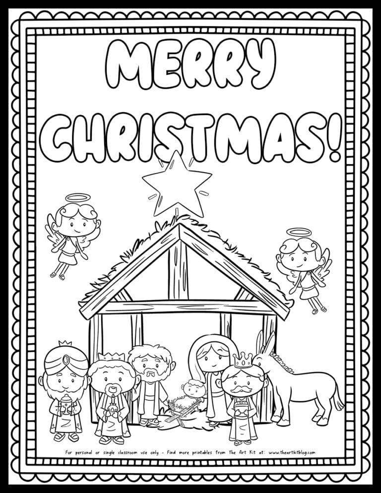 Merry Christmas the shepherd and his sheep Christmas coloring page_the art kit copy