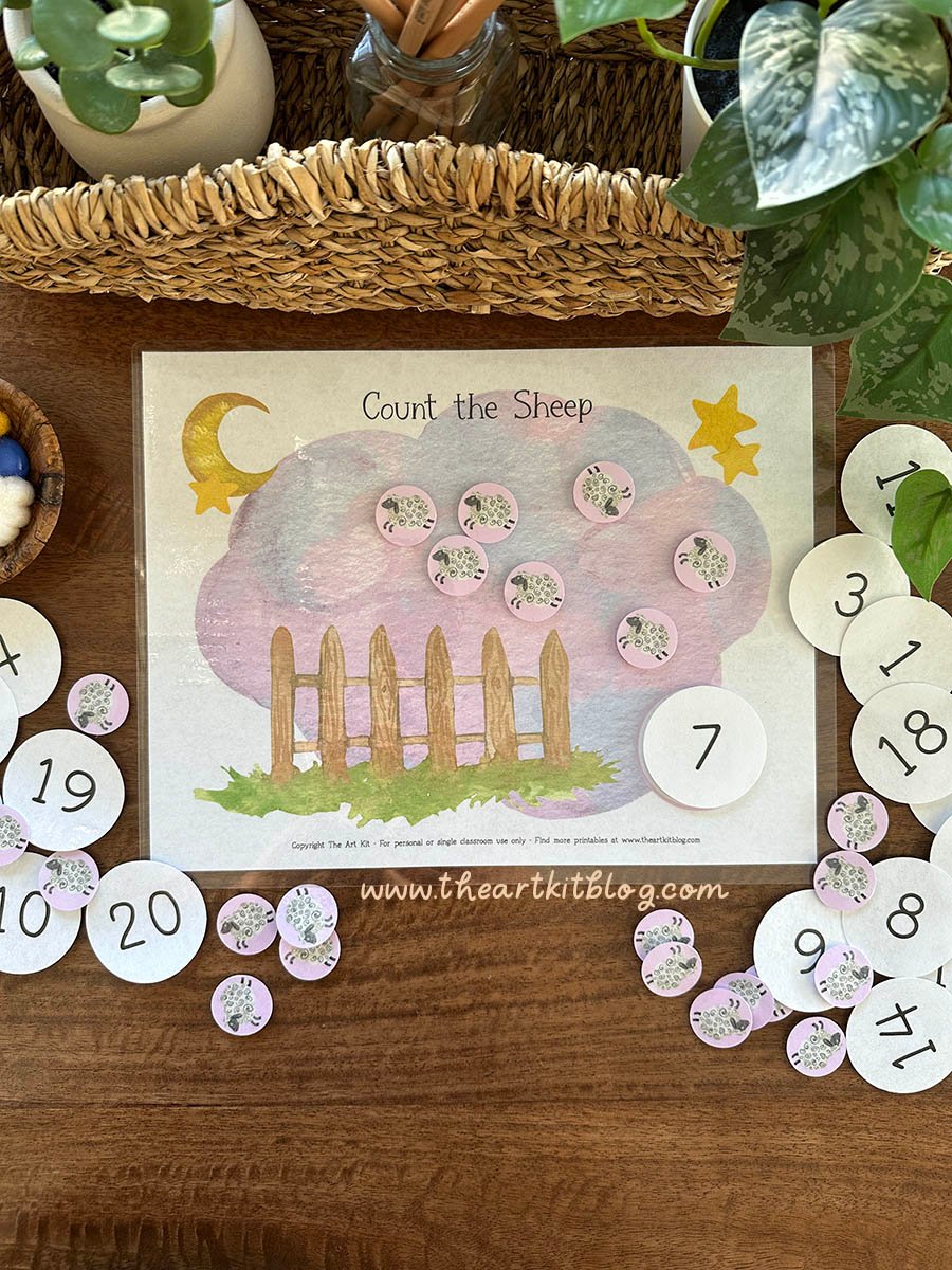 sheep counting numbers printable mat the art kit 2