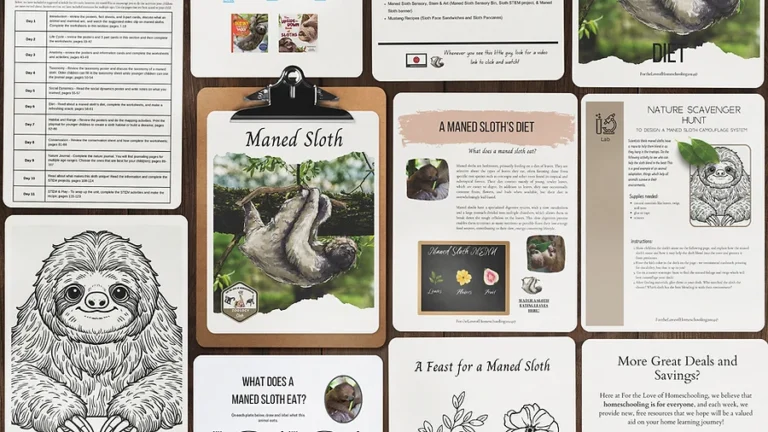Limited Time FREEBIE: Maned Sloth Nature Study