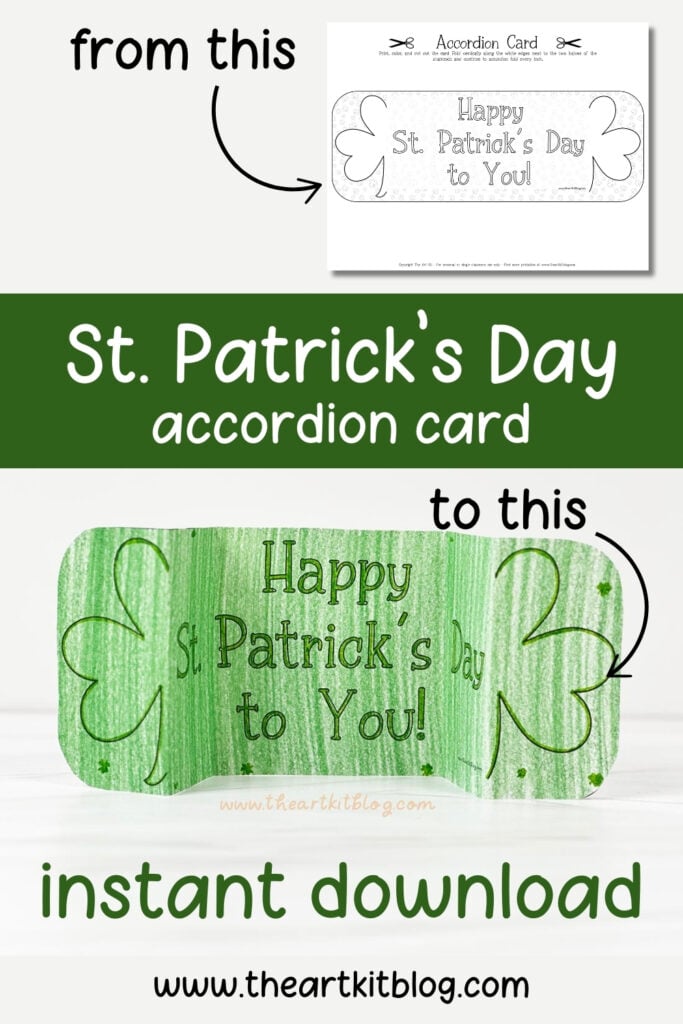 st. patrick's day accordion card printable black white