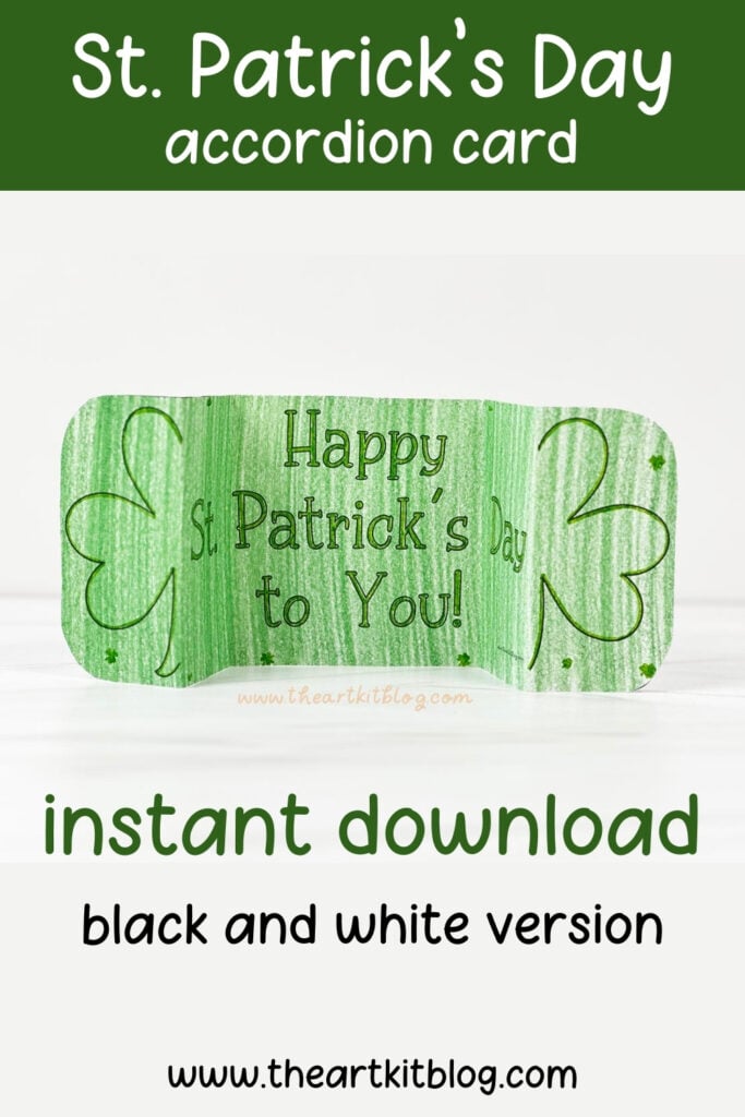 st. patrick's day accordion card printable black white pinterest
