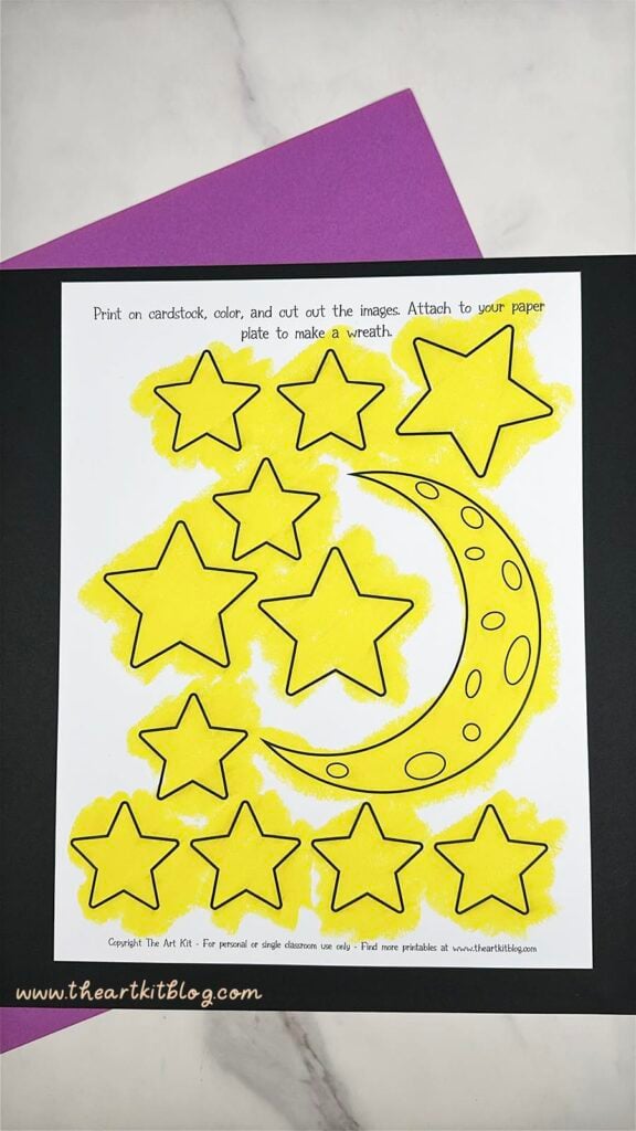 evening-sky-moon-stars-paper-plate-craft-printable