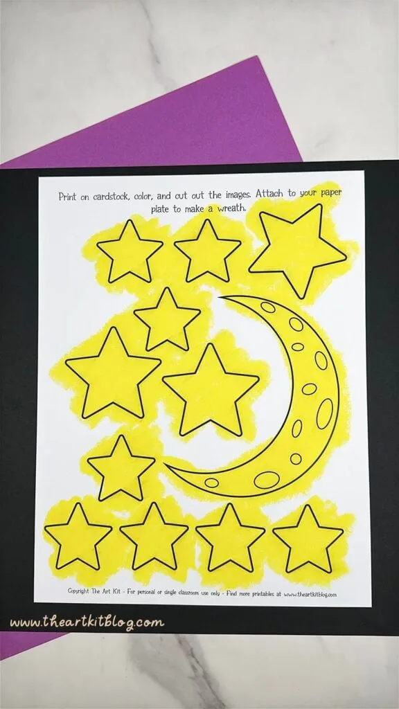 evening-sky-moon-stars-paper-plate-craft-printable