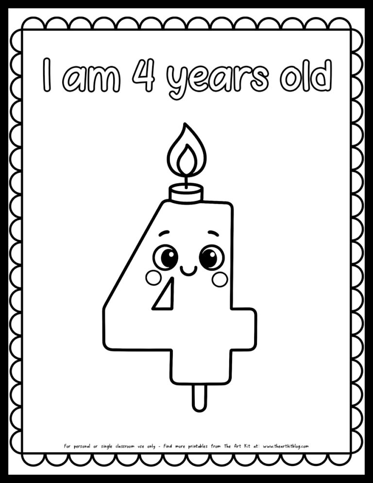cute-i-am-4-years-old-happy-birthday-coloring-page-candle-printable copy