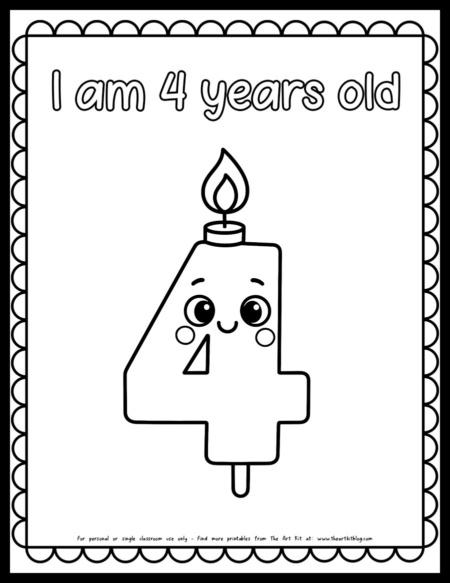 cute-i-am-4-years-old-happy-birthday-coloring-page-candle-printable copy