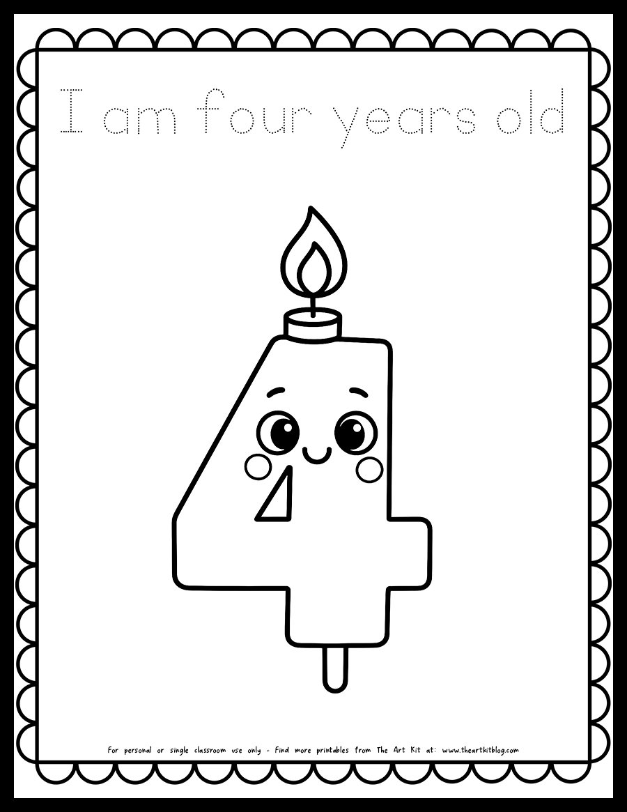 cute-i-am-4-years-old-happy-birthday-coloring-page-candle-printable-dotted copy