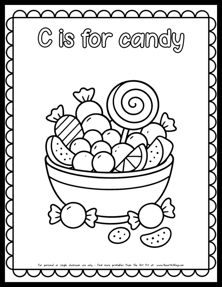 c is for candy coloring pages bubble font