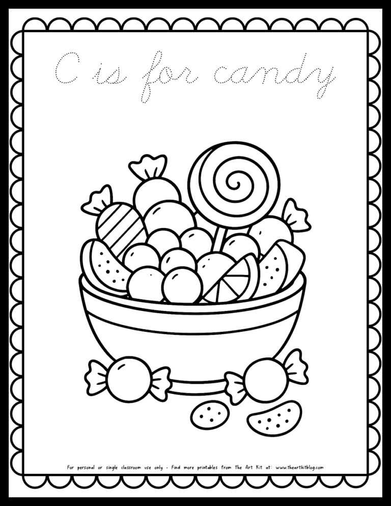 c is for candy coloring pages cursive