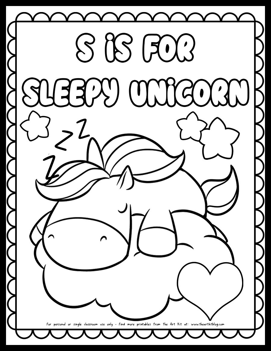 s-sleepy-unicorn-coloring-page-the-art-kit copy