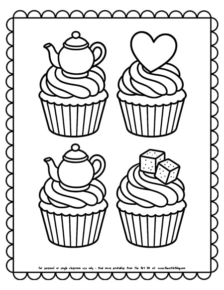Cupcakes-with-tea-themed-toppers-like-mini-teapots-and-sugar-hearts-coloring-page copy Cupcakes with tea themed toppers like mini teapots and sugar hearts coloring page