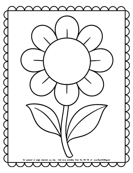 Simple flower outline coloring page printable