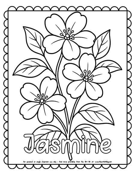 Jasmine flower coloring page