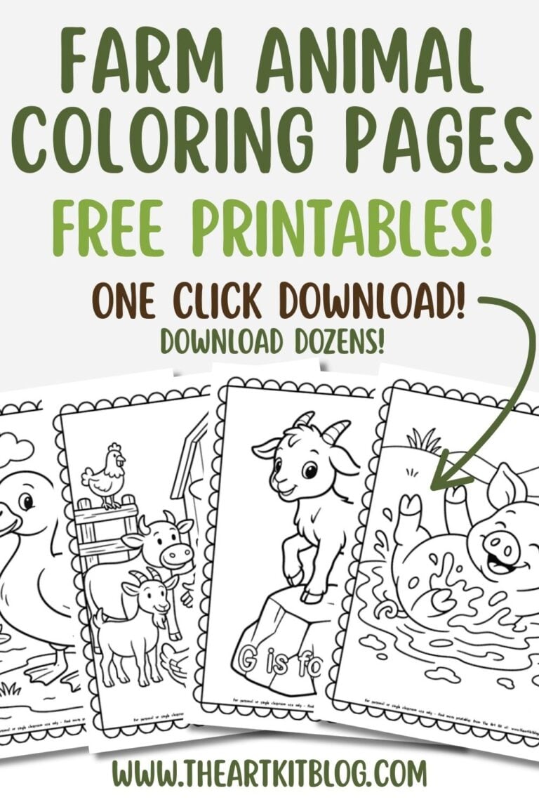 Farm animal coloring pages free printable kids