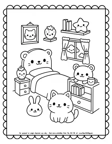 kawaii-bedroom-coloring page-printable copy