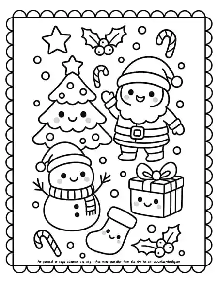 kawaii-christmas-coloring page-printable copy