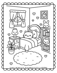 kawaii-cute-girl-bedroom-coloring page-printable copy