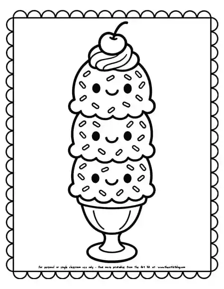 kawaii-ice-cream-cherry-coloring page copy