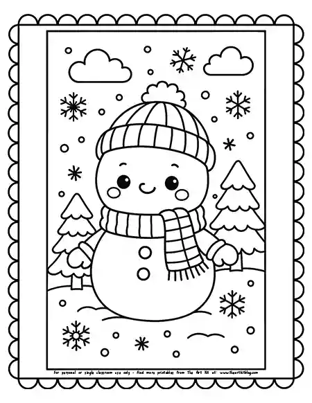 kawaii-snowman-coloring page-printable copy