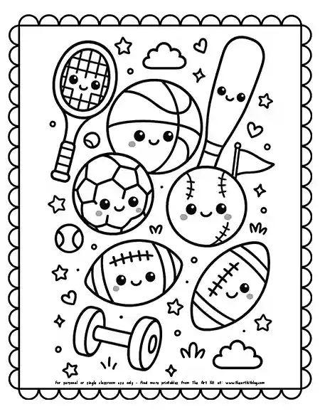 kawaii-sports-coloring page copy