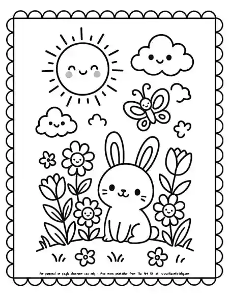 kawaii-spring-bunny-coloring page-printable copy