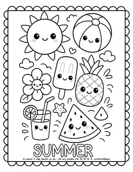 kawaii-summer-coloring page-printable copy