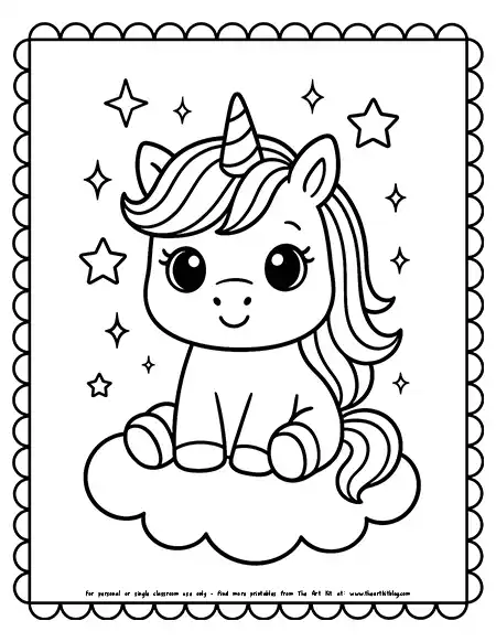 Kawaii Unicorn On A Cloud