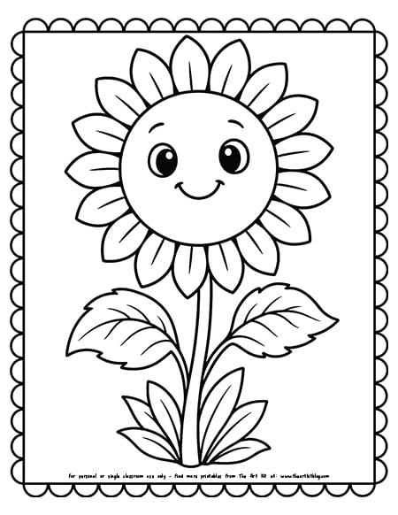 Adorable sunflower smile coloring pages