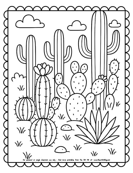 Cactus coloring pages