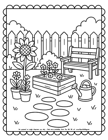 Cute gardening coloring pages