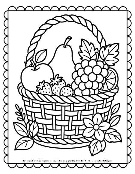 Garden fruit basket coloring pages