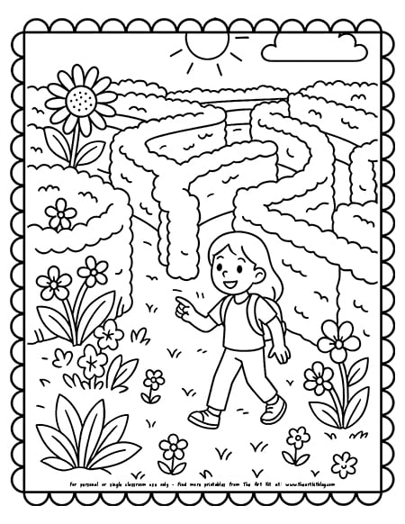 Garden maze coloring pages