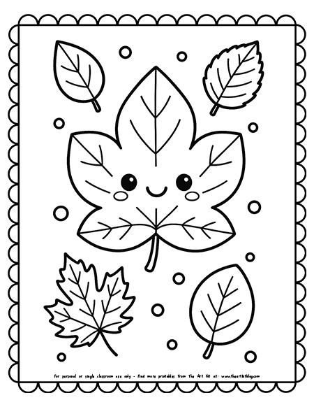 Kawaii Leaf Coloring Pages