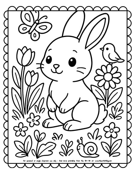 Little bunny garden friends coloring pages