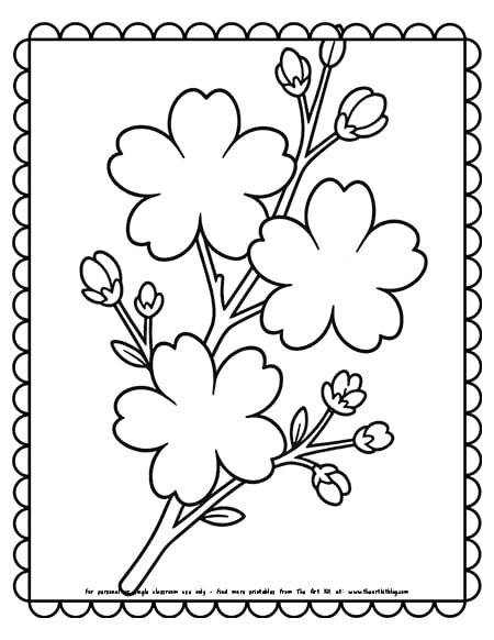 Smiling cherry blossoms coloring pages
