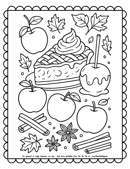 Fall Treats Apples And Cinnamon Coloring Pages
