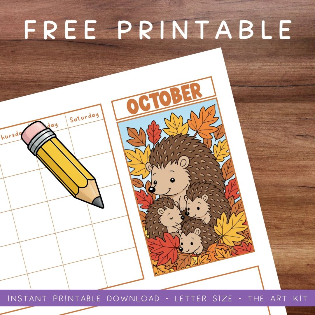 October Monthly Calendar Free Printable: Mama and Babies - The Art Kit