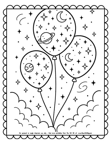 Galaxy Balloons Coloring Pages