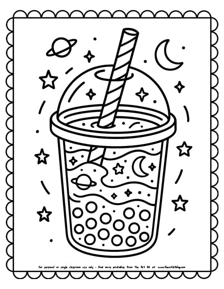 Galaxy Themed Tea Coloring Pages