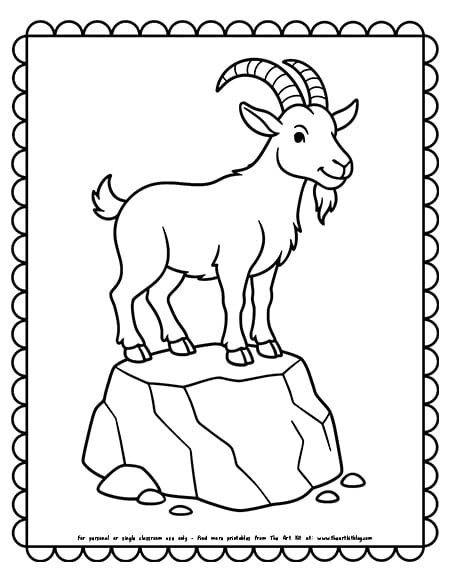 Goat Balancing On A Rock Coloring Pages