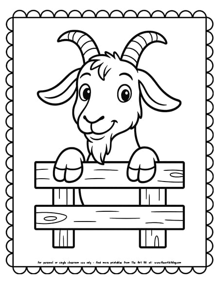Goat Peeking Over A Fence Coloring Pages