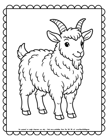 Goat With A Fluffy Winter Coat Coloring Pages
