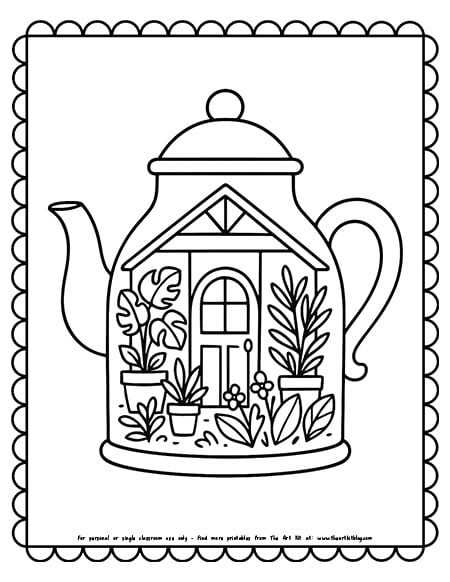 Greenhouse Inside Teapot Coloring Pages