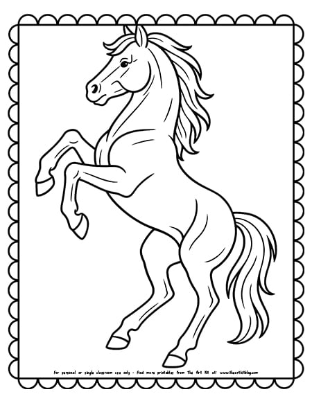 Horse Rearing Up On Hind Legs Coloring Pages