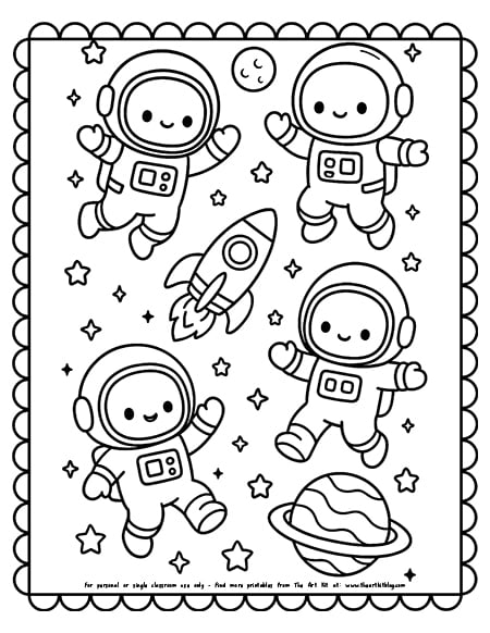 Kawaii Astronauts Coloring Pages