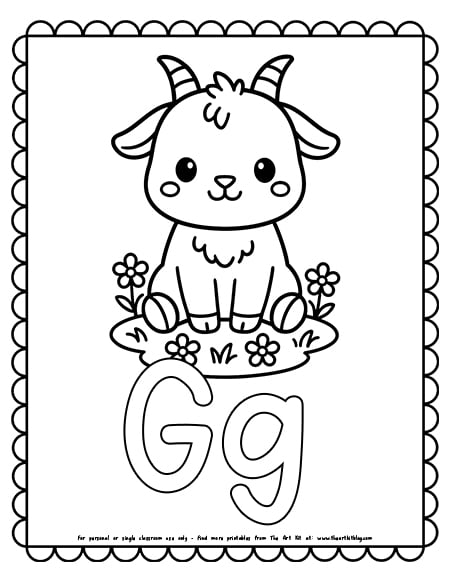 Kawaii Goat Coloring Page