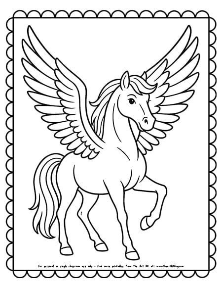 Pegasus With Wings Spread Coloring Pages