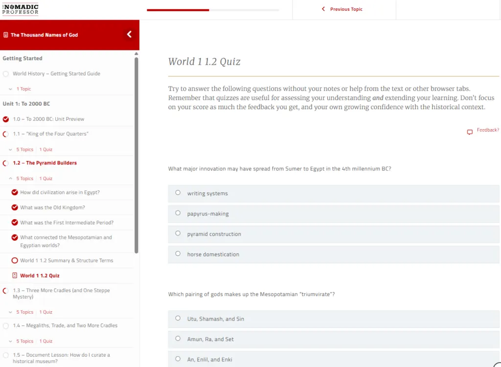 world history quiz 1