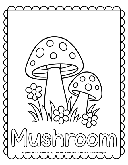 Easy Mushroom Coloring Pages For Kids