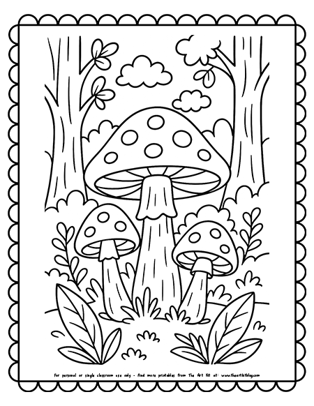 Forest Mushroom Coloring Page